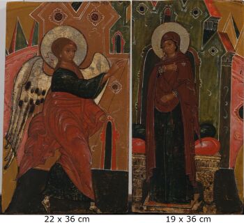 No 16: Annunciation, Two Fragments of a Royal Door by Onbekende Kunstenaar