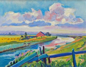 Rivierlandschap by Freek van den Berg