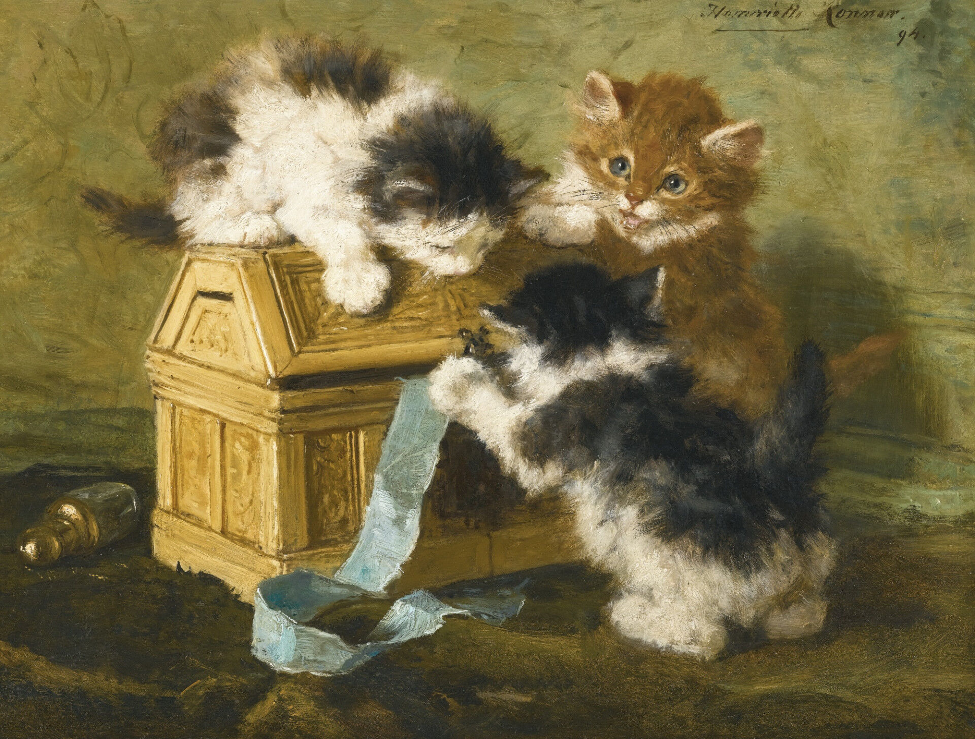 Henri&euml;tte Ronner-Knip (1821- 1909), kittens, 1894.