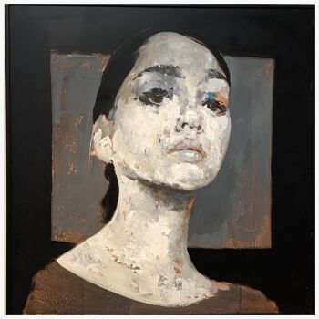 Portrait in oil on copper by Massimo Lagrotteria