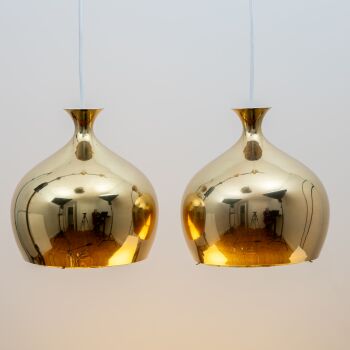 Two vintage brass ‘The Onion’ pendants – Falkenbergs, Sweden by Helge Zimdal