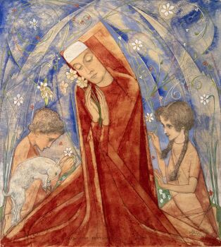 Narcissus Poeticus met kinderen van Van Schendel uit Ede by Jan Toorop