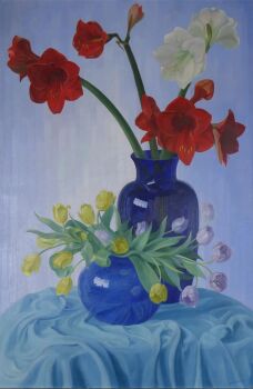 Amarylissen en tulpen by Dirk Smorenberg