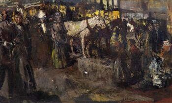 De Dam bij avond by George Hendrik Breitner