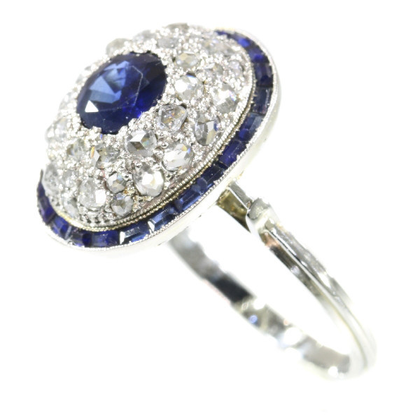 Vintage Art Deco diamond and sapphire engagement ring by Artiste Inconnu