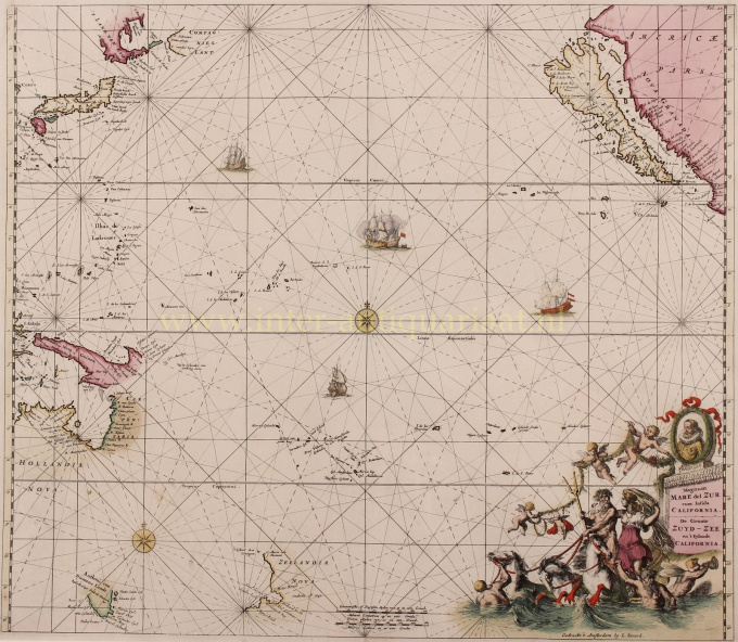THE PACIFIC OCEAN WITH EARLY PROJECTIONS OF AUSTRALIA AND NEW ZEALAND by Artista Desconhecido