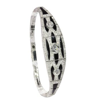 Graphic Grace – Vintage Art Deco Diamond and Onyx Bracelet, Circa 1920 by Unknown artist