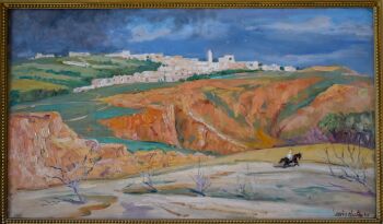 Horse rider in Tunisian landscape by Louis Hartz
