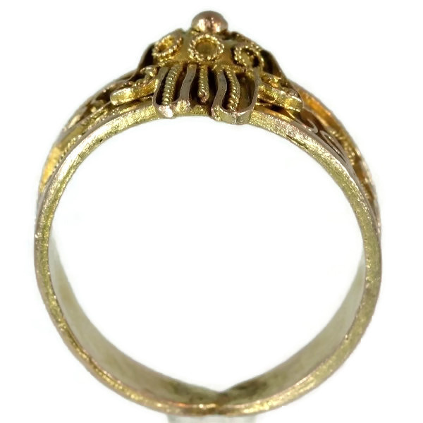 Antique ring from empire era gold filigree hand of fatima by Artista Desconhecido