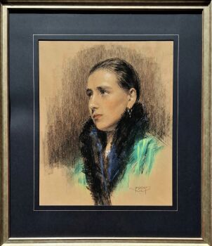 Lady with a fur collar by Cornelis (Kees) Pasmans