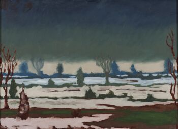 Winter landscape with flooded land by Willem Bol