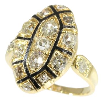 Mid 18th Century antique Baroque/Rococo ring with old mine cut diamonds by Artista Sconosciuto