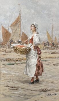 Shrimp seller by Frederik Hendrik Kaemmerer