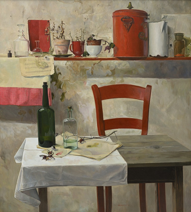 Stilleven met rode stoel  by Ben Snijders