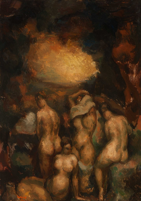 Arcadian landscape with nudes by Toon Kelder
