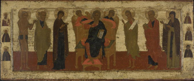 Russian icon depicting an extended Deesis by Artista Desconocido