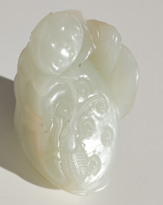 A white jade ‘Lotus Seedpod and Bug’ carving, Qing dynasty, 18th century by Artiste Inconnu