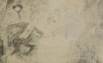 Dame en heer in etablissement by Henri Christiaan Pieck