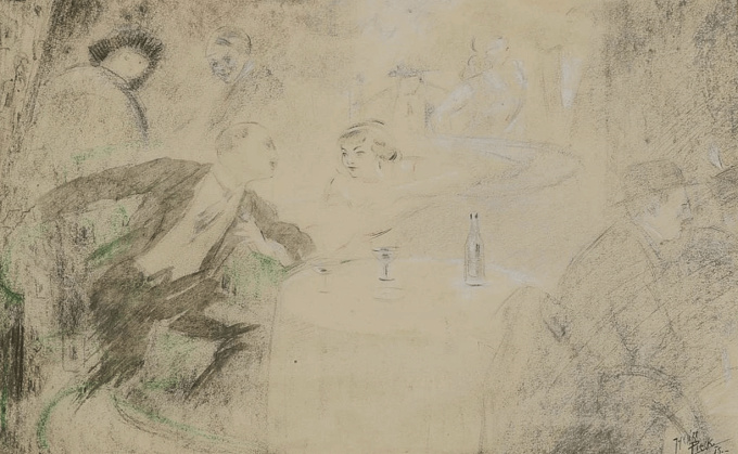 Dame en heer in etablissement by Henri Christiaan Pieck
