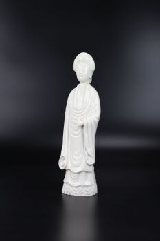A Dehua Blanc de Chine standing figure of a lady with “de la Fontanges” European hairstyle, Kangxi period, ca. 1680 by Artiste Inconnu