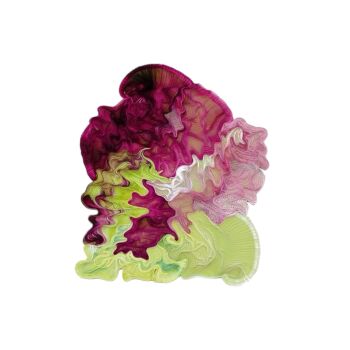 Modern Textile Artwork "Bougainvilliers pour téta" in Pink and Green by Belgian artist Diana Bitar, 2022 by Diana Bitar