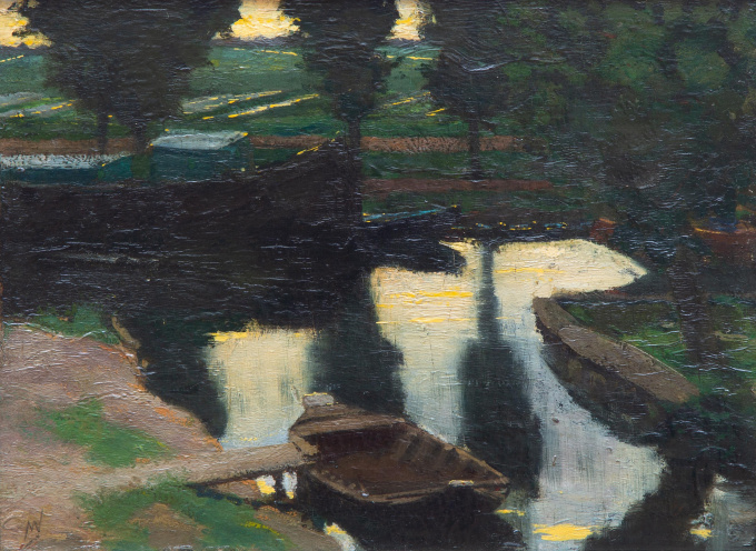 Boot en roeibootje in het water by Maurits van der Valk