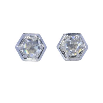 Vintage Art Deco large rose cut diamond earstuds by Onbekende Kunstenaar