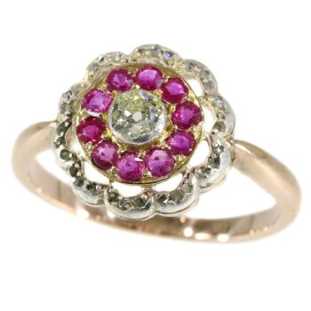 Late Victorian diamond and ruby ring by Artista Sconosciuto
