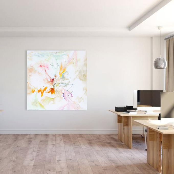 #507 130 x 130 cm | gemengde techniek op linnen by Charlot Terhaar sive Droste