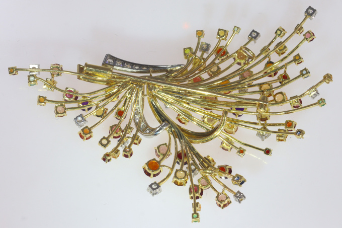 Vintage Sixties festive gemstone fireworks brooch pendant by Wolfers by Artiste Inconnu