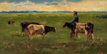 BOER MET ZIJN VEE by Willem de Zwart