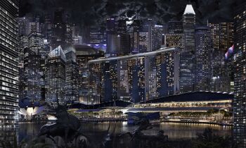 Singapore by Night - Limited edition of 8  by Jean-François Rauzier