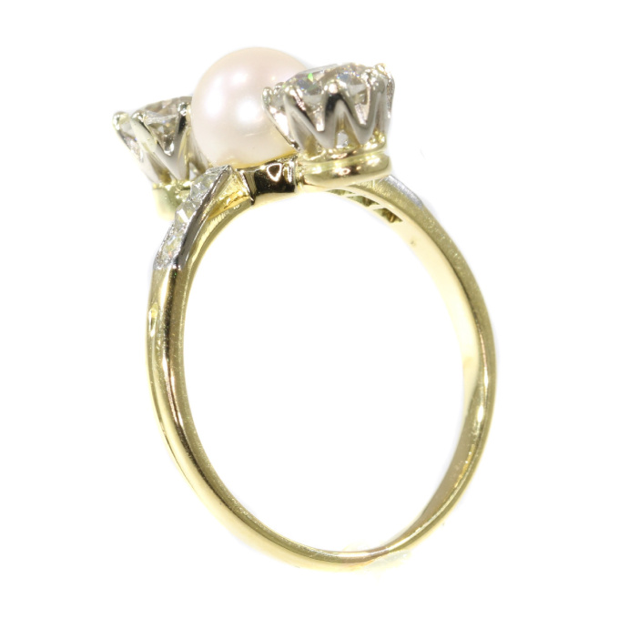 Vintage diamond and pearl engagement ring Belle Epoque period by Artista Desconhecido