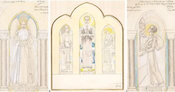 Drieluik: Een der deugden van st. Aloysius (studie voor kerkraam st. Bavo) by Jan Toorop
