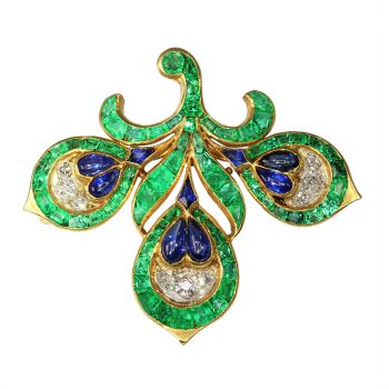 Fleur-de-Lis Splendour: Antique French Brooch with Intense Green Essence by Unknown artist