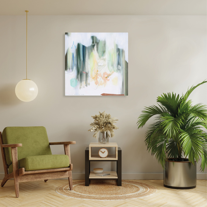 #473 80 x 80 cm | gemengde techniek op linnen by Charlot Terhaar sive Droste