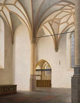 Het interieur van de Grote Kerk (Sint-Laurenskerk) in Alkmaar in 1992, by Henk Helmantel