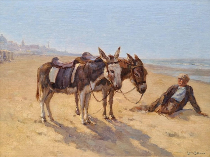 Ezels op het Scheveningse strand by Louis Soonius