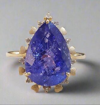 Tanzanite Statement 14K Yellow Gold Cocktail Ring by Its My Gemme