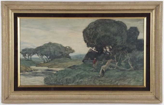 Landscape with a stream and a sheepfold  by Bernard Schregel
