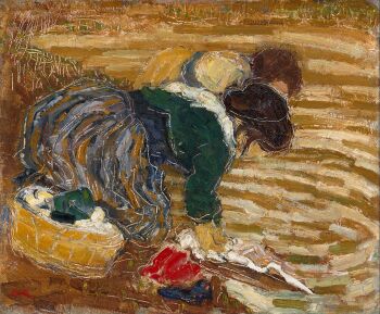 Two woman doing the laundry by Otto van Rees