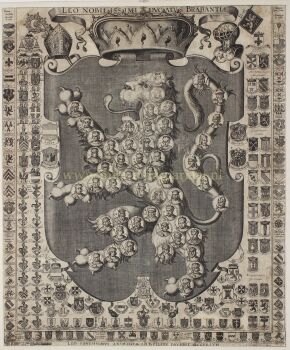 RARE ARMORIAL MAP: LEO BRABANTIAE  Lion of the most noble Duchy of Brabant] by Sibertus Waterloos