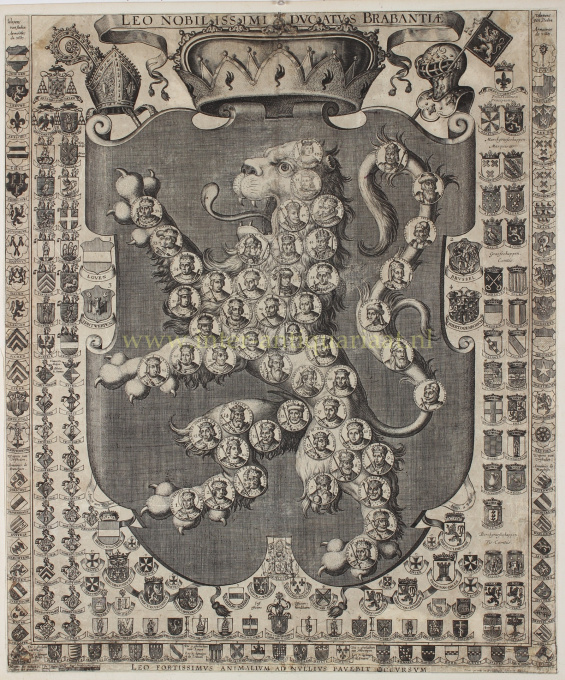 RARE ARMORIAL MAP: LEO BRABANTIAE  Lion of the most noble Duchy of Brabant] by Sibertus Waterloos