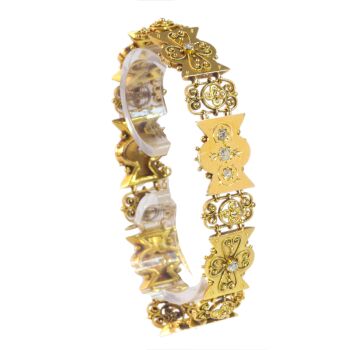 Vintage 18K gold antique bracelet Victorian diamond bracelet by Onbekende Kunstenaar