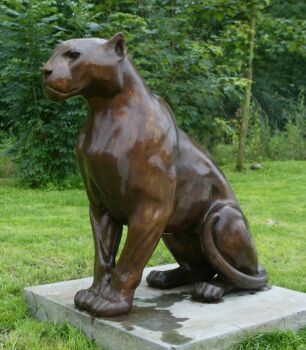 Zittende Jaguar - Brons by Chris Tap