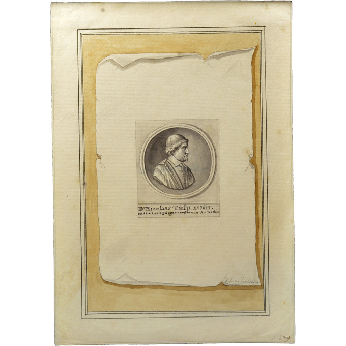 Trompe l’oeil and bronze and silver medal of Dr. Nicolaes Tulp, mayor of Amsterdam, by Antonina Houbraken by Unbekannter Künstler