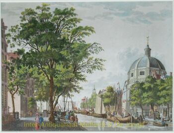 Amsterdam gezicht op de Singel met de ronde Lutherse kerk by Cornelis Kruyff