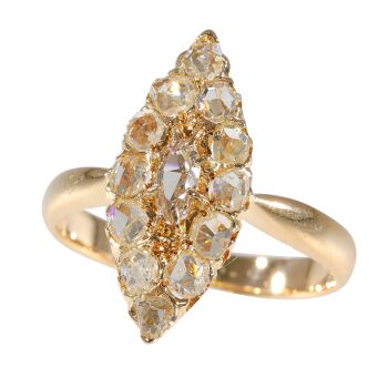 Vintage antique diamond marquise shaped ring by Artista Sconosciuto