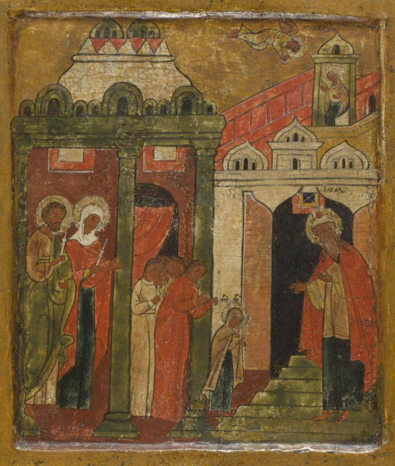 The Entry of Mother of God in the Temple and St. John Chrysostymos by Artiste Inconnu