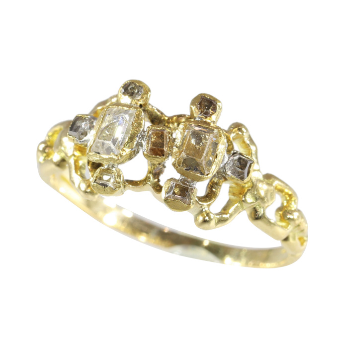 17th-Century Craftsmanship: Baroque Gold Ring with Table-Cut Diamonds by Artista Desconhecido